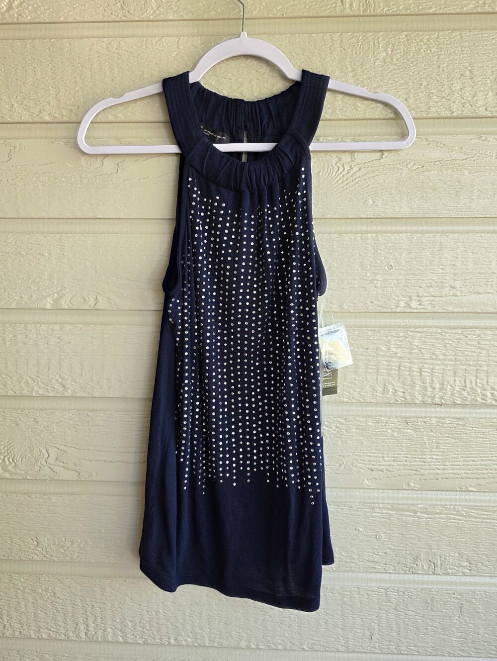 INC International Concepts Navy Sleeveless Tank with Silver Studs